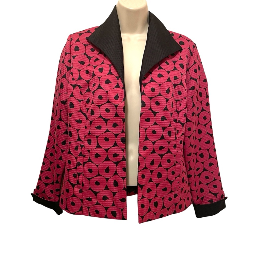 Scott Taylor Pink and Black Blazer Jacket Size PL Cute Textured Circle Design